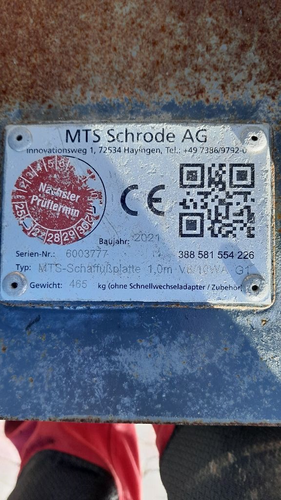 MTS-Schaffußplatte 1000-G1  für V8WA / V10WA - Bild 6